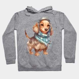 Watercolor Cozy Dachshund Dog Hoodie